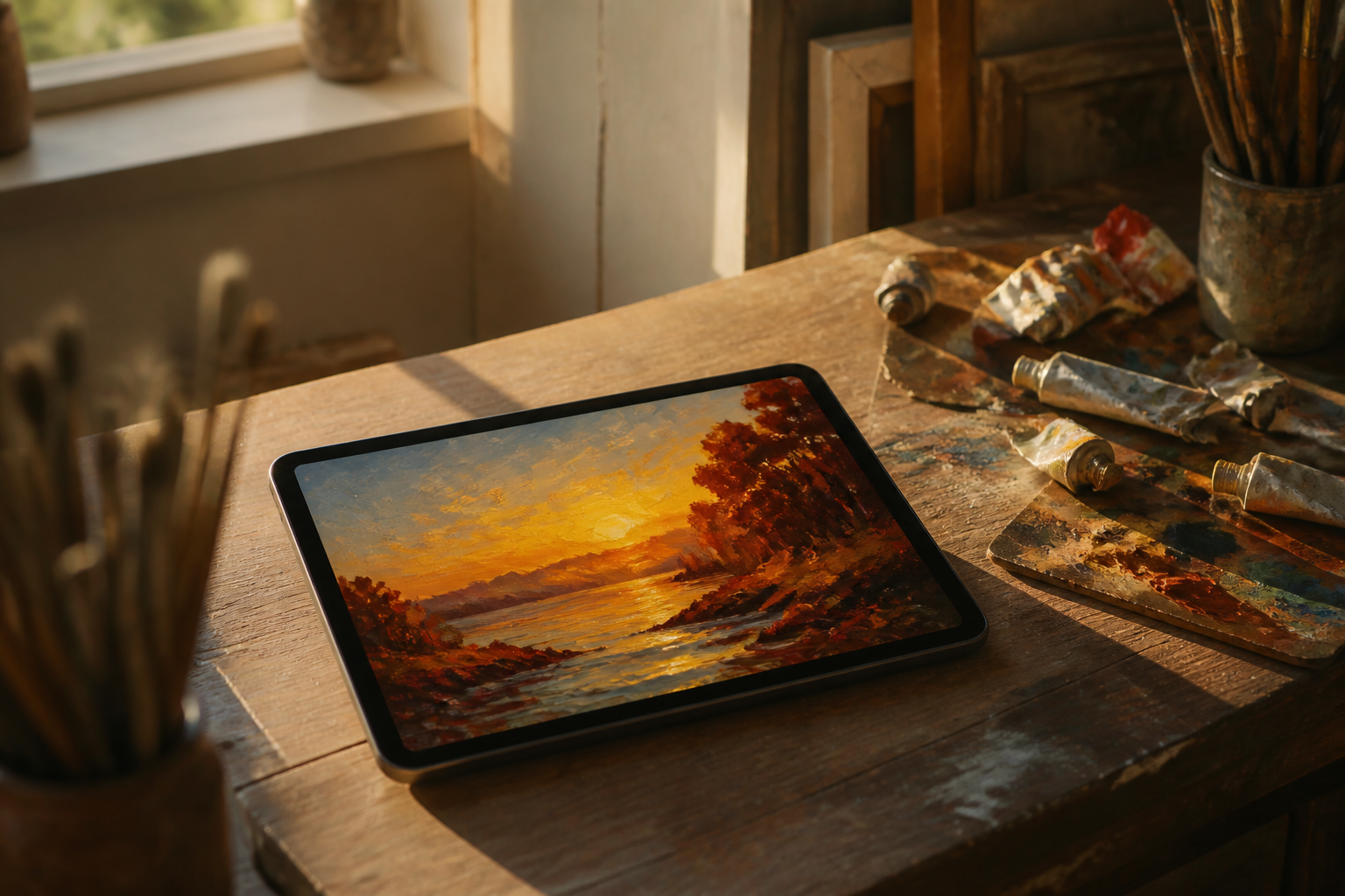 Creating custom painted landscape wallpapers with image generators