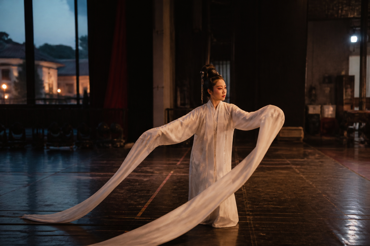 Humanoid robots perform traditional dance routine on television stage